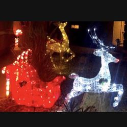 4feet Reindeer Rudolph’s Nose Turns Red When Lit Sleigh Light Up Christmas Decor Gift Collection Holidays Lights Limited Edition 