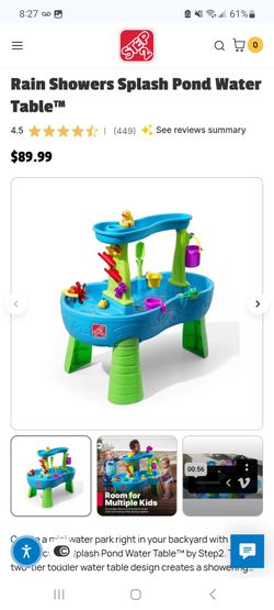Step2 Rain Showers Splash Pond Blue Plastic Water Table $70