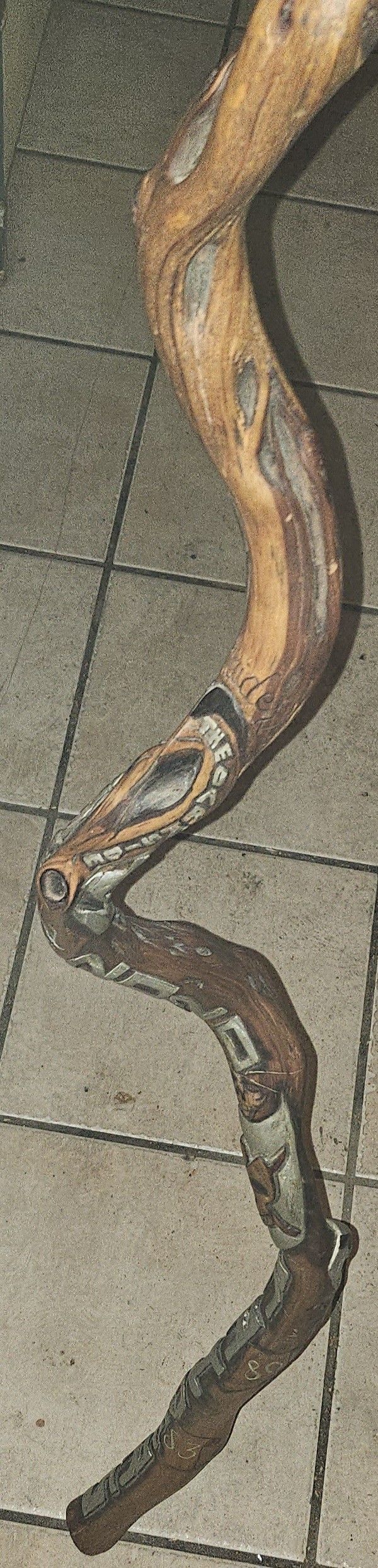 Custom Hand Carved Raiders Cane 2020 Made Out Of Manzanita Red Wood From The Local Sierras