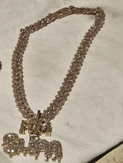 14k diamond cuban and pendant