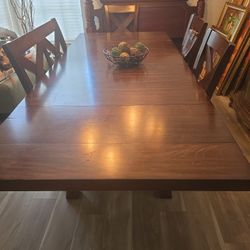 Dining wood table with chairs