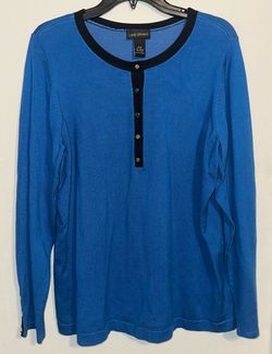 Blue Long Sleeve Henley Top