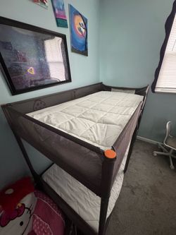 IKEA TUFFING Bunk bed frame, dark gray, Twin & Twin mattresses
