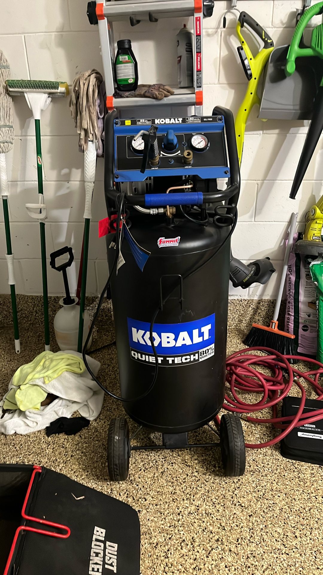 Used Kobalt Air Compressor Quiet TECH 26 gallon Portable Electric 150 PSI