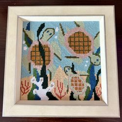 Sea Turtle Cross Stitch - Framed