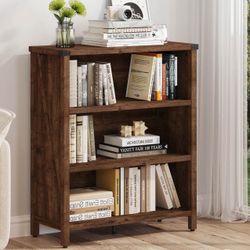 Rustic 3-Tier Bookshelf – Compact Wooden Bookcase