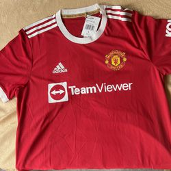 Adidas Manchester United Jersey Shirt Mens LARGE Red Team Viewer HeatDry NWT