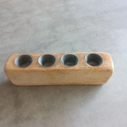 4-hole wooden sugar mold candle holder 