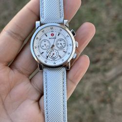 Michele Sport Sail Chronograph Leather Strap Watch unisex