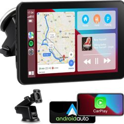 Wireless Apple CarPlay Android Auto Screen for Car 7 Inch HD Touch Screen Stereo Bluetooth Portable GPS Navigation Mirror Link Airplay/Siri/AUX/Androi