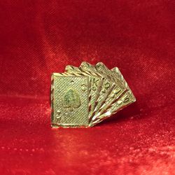 10k Gold Poker Cards Ring 