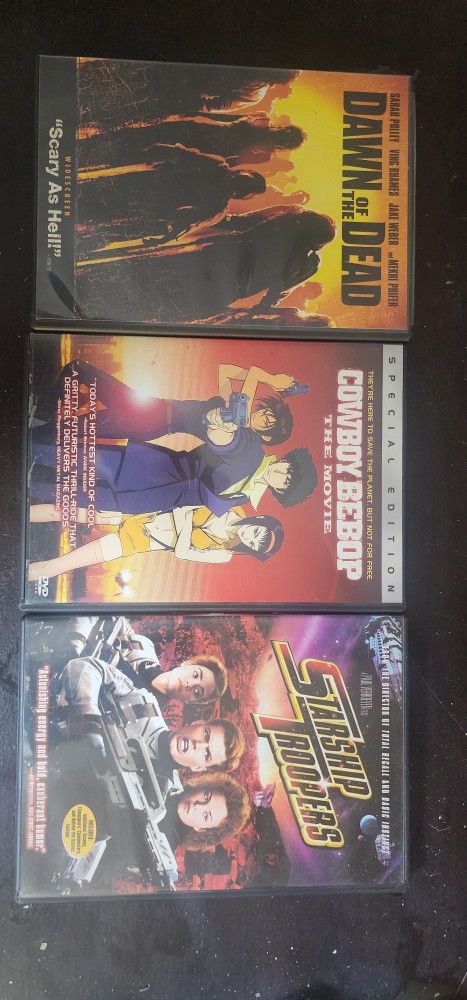 starship troopers,dawn of the dead, and cowboy bebop DVD bundle