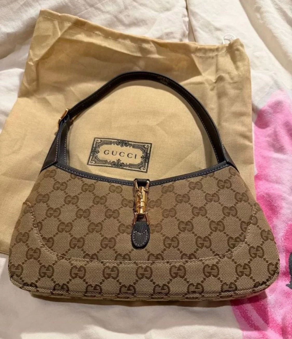 Gucci Jackie GG Canvas Small Hobo Bag Brown Beige