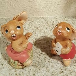 vintage pendelfin Rally rabbit & pendelfin the Thumper hand painted stone craft made in England