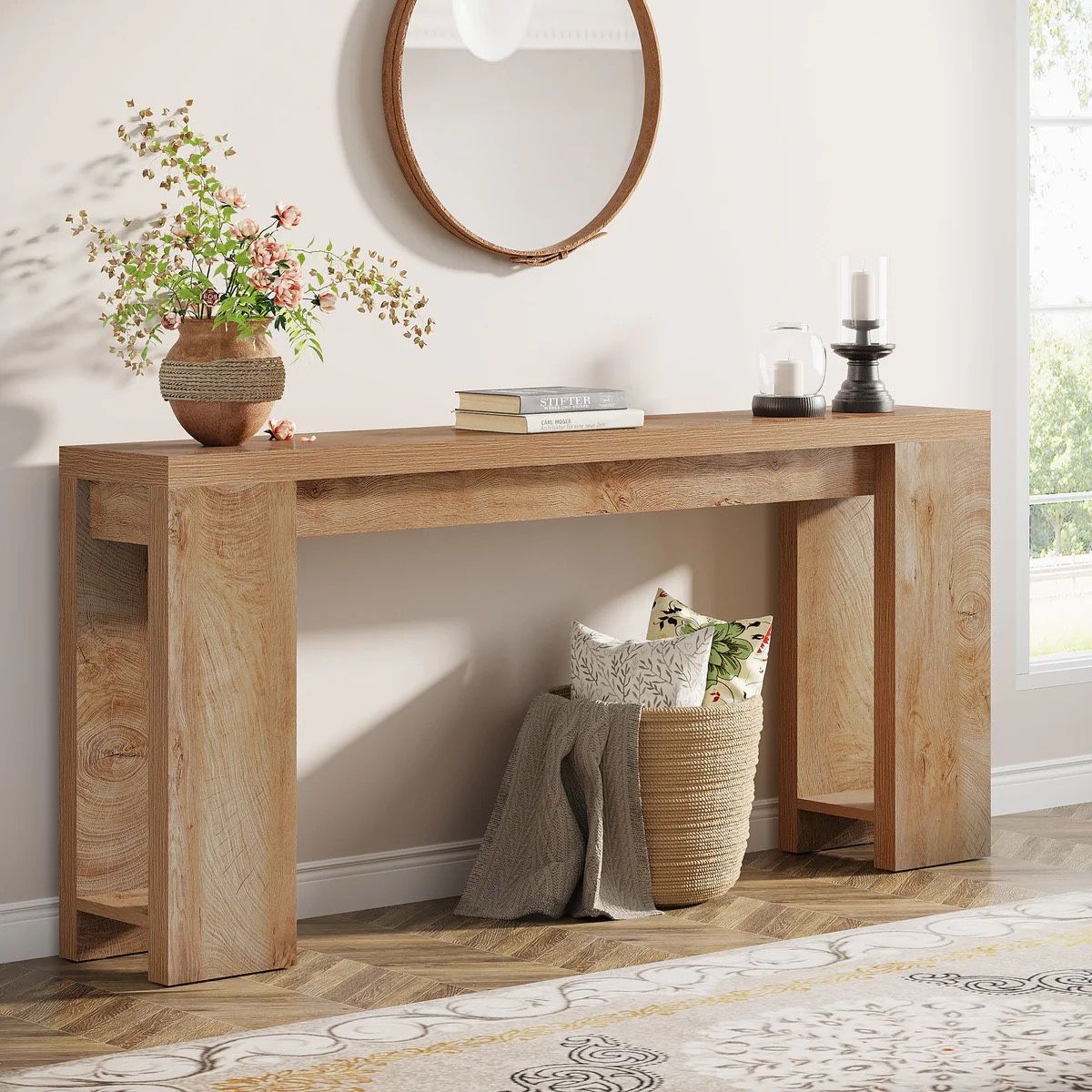 Tribesigns 70.9” Extra Long Farmhouse Console Table – Light Oak Brown | Brand New In Box Condition!