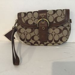 Leather/canvas brown tote