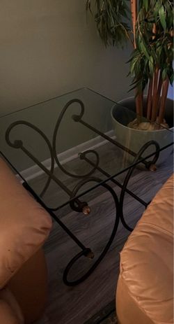 Glass End Tables – Black & Gold Metal Frame