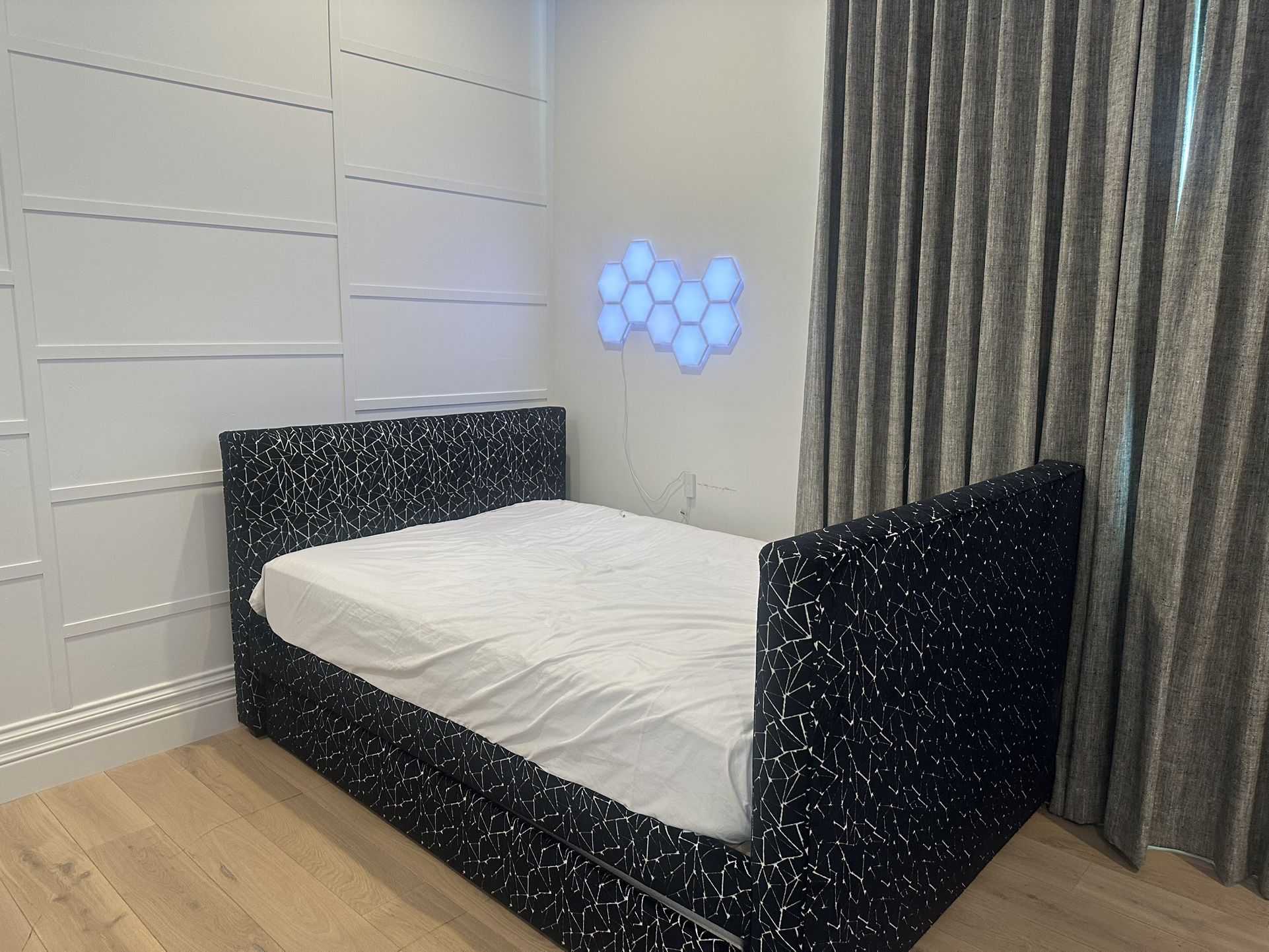 Full Size Custom Upholstered Bed With Twin Trundle