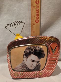 VTG 2001 Vandor "Elvis Presley" Tin TV With Antanna Collectable mini Metal Lunch Box 