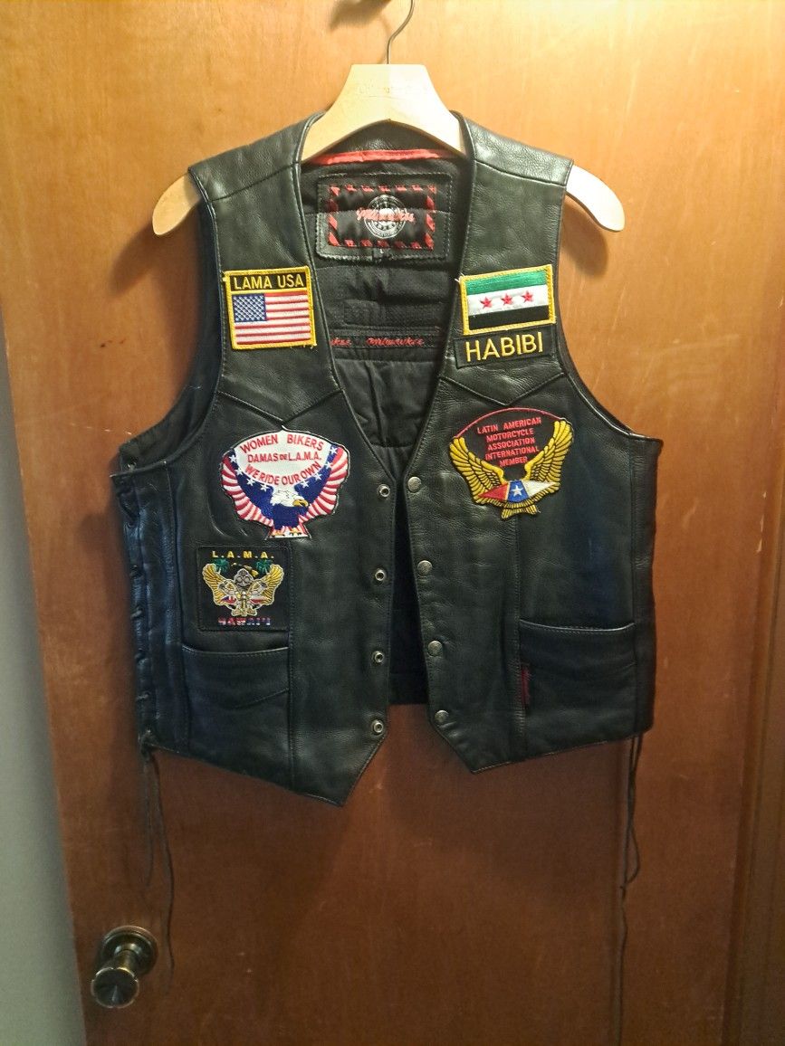 Motorcycle Leather Vest Women's Sz L