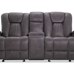 Manual Reclining Sofa And Gliding Console Loveseat