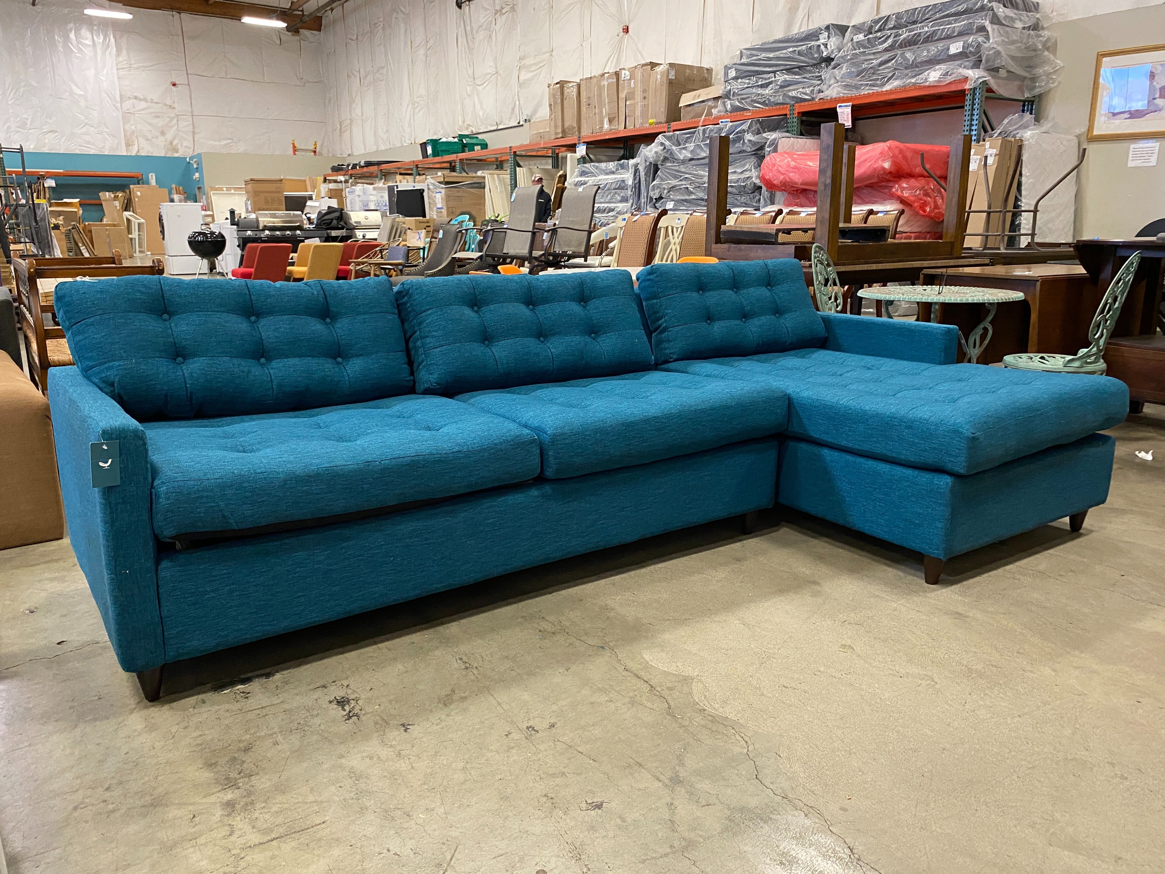 NEW! JOYBIRD Eliot Key largo Zenith Teal Sectional Sleeper Sofa