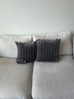 Set of 2 Gray Textured Throw Pillows
