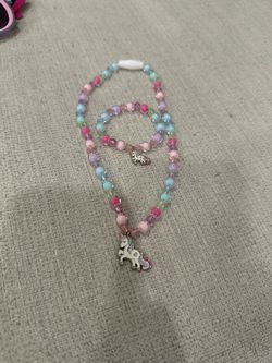 Rainbow unicorn bracelet and necklace set kids