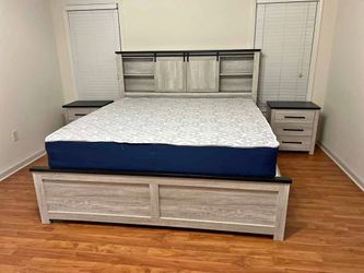 Queen Tech Bed Set – LED Headboard + Bluetooth – Full Furniture Set