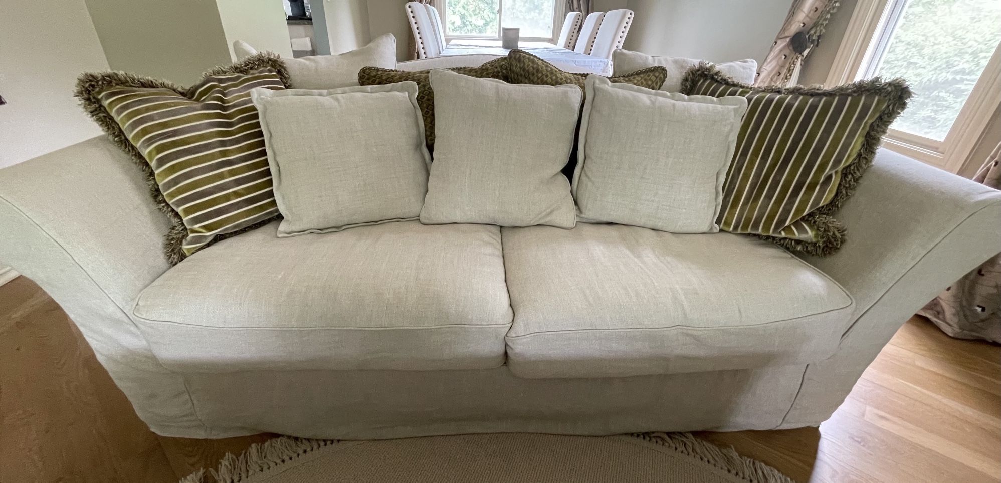 Marseilles Slipcover Deep-seated Loveseat With Two French Accent Chairs