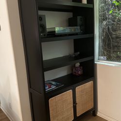 Tall Black Bookcase & Storage Shelves