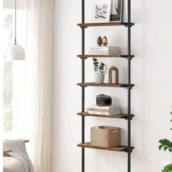 5 Tiers Narrow Bookshelf - 10.6"D x 27.6"W x 116"H - Black