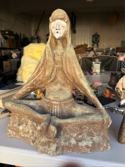Leroy and Etta Benjamin Signed 1961 / 16x13, Woman Meditative Sculpture