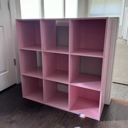 Cube Storage Book Shelf, Light Pink, 9-cube/shelf Square Unit