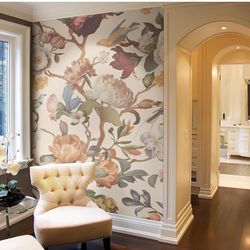 Large Floral Wallpaper Roll – Modern Botanical Design