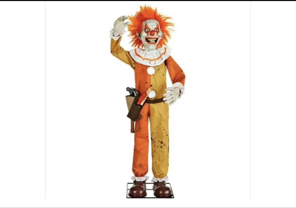 Halloween Animatronic Prop 4.5 ft. Animated Sinister Steve Scary Clown Multicolor