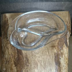 Vintage Fostoria Seascape Clear Glass Two Part Section Divided Dish Bowl.