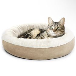 Love's cabin Round Donut Cat and Dog Cushion Bed, 20in Pet Bed for Cats or Small Dogs, Anti-Slip & Water-Resistant Bottom, Super Soft Durable Fabric 
