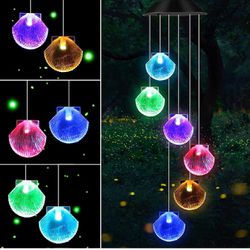 Solar Seashell Wind Chime, Color Changing LED Mobile Wind Chime, Hanging Decorative Romantic Patio Lights for Yard Garden Home Party