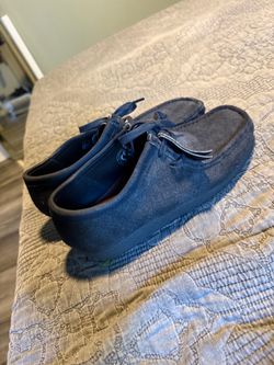 Clark Wallabys navy booth suede note box used asking $80 OBO