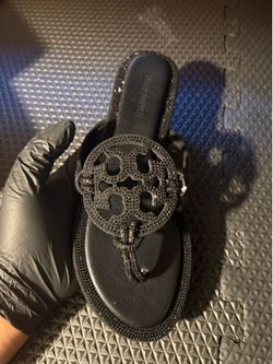 Black sparkly Tory Burch, sandals