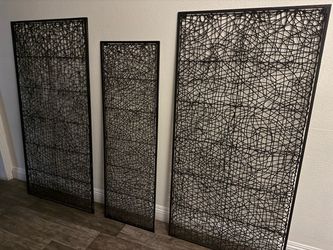 Black Woven Wall Art Panels Set of 3 from Pier One