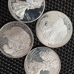 4 Silver Coins – 1/4 oz Each – 1 oz Total Silver