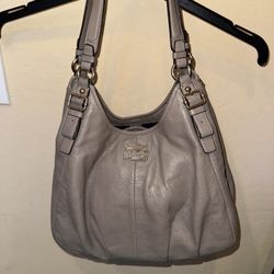 Coach Bag Madison Abigail Pebbled Off White Leather Hobo Academia Shoulder