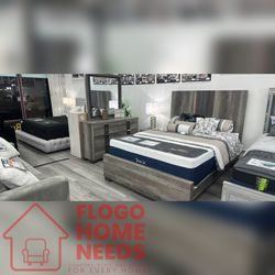 4 Pieces Gray Color King & Queen Bed Set