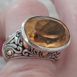 18kt. & Sterling SAMUEL BENHAM TOPAZ RING- SZ7