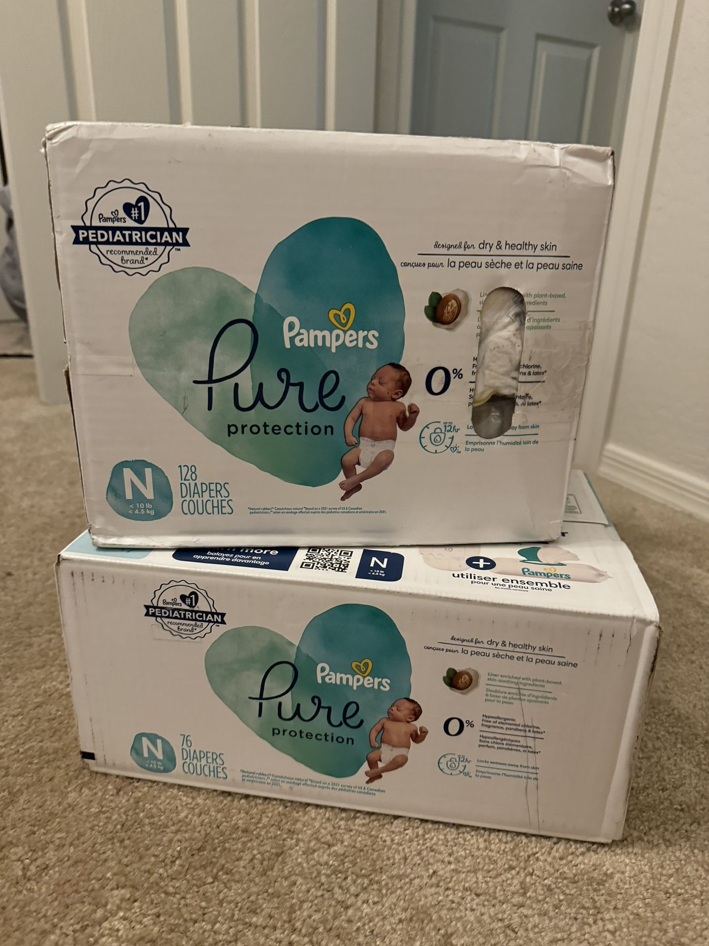 2 Boxes Of Newborn Pampers Pure