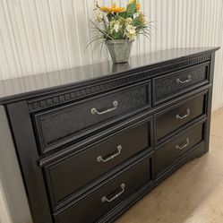 Ashley Furniture Black Long Dresser With Big Drawers. Drawers Sliding  Smoothly Great Conditipn for Sale in Springfield, VA - OfferUp