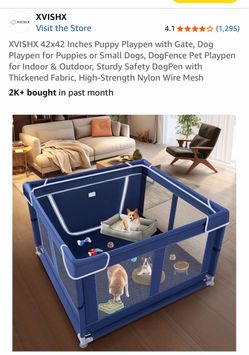 XVISHX 42x42 Inch Dog Playpen with Gate