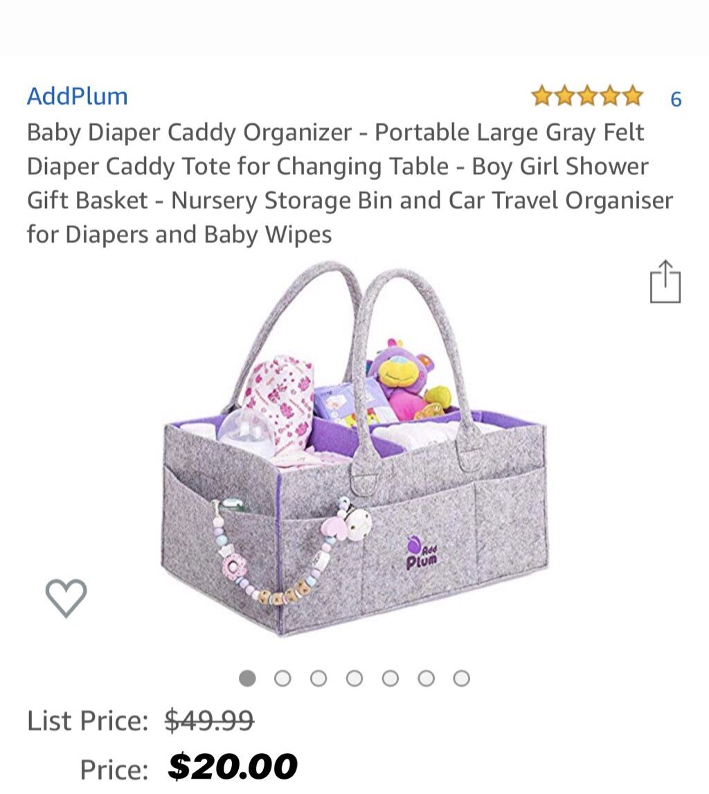 Baby Diaper Caddy Organizer - Portable Large Gray Felt Diaper Caddy Tote for Changing Table - Boy Girl Shower Gift Basket - Nursery Storage Bin and C